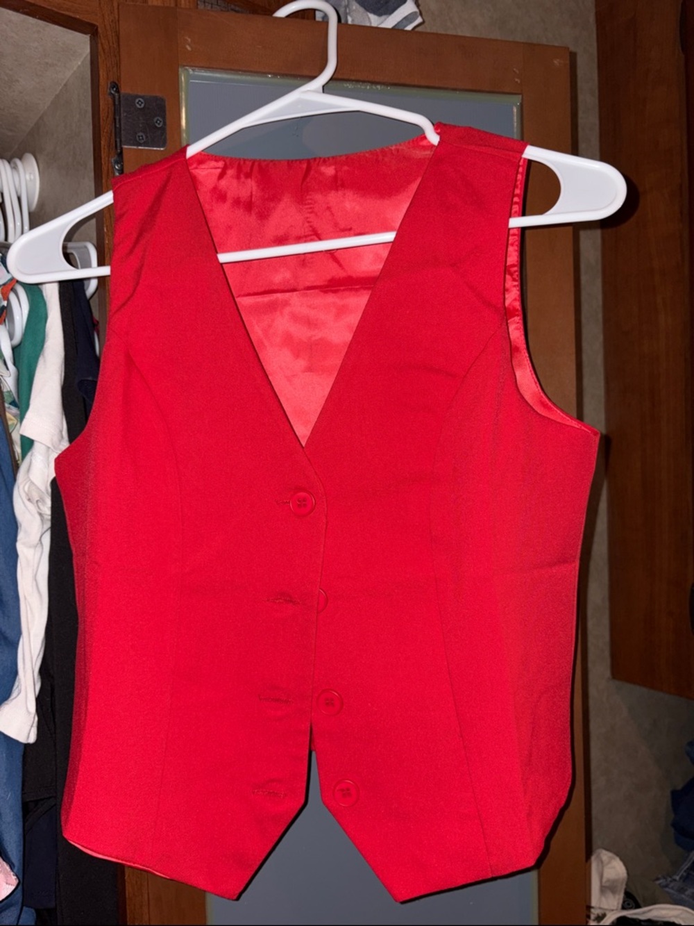 Red Button-Front Vest